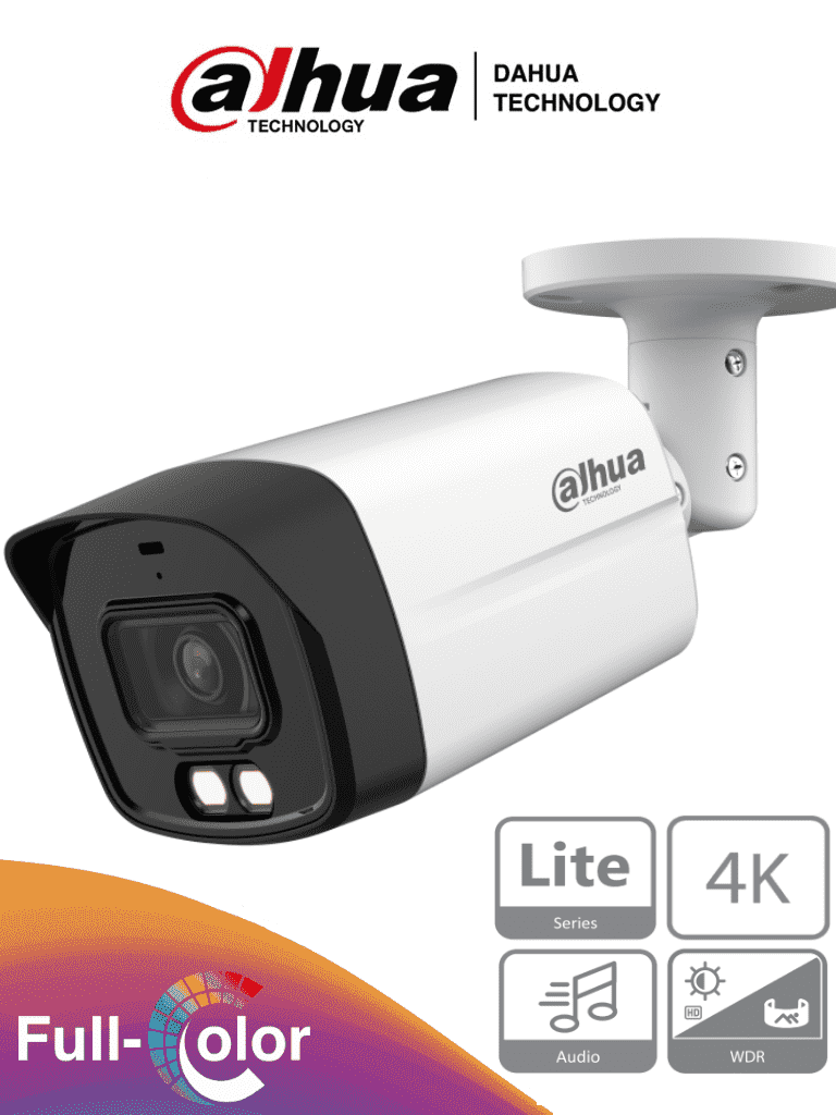 DAHUA HAC-HFW1809TLM-A-LED - Camara Bullet 4k Full Color/ 8 Megapixeles/ Lente de 2.8mm/ 106 Grados de Apertura/ Microfono Integrado/ 40 Metros de Iluminación/ Super Adapt/ WDR de 120 dB/ IP67/ Soporta: CVI/CVBS/AHD/TVI/ #FULLC DAHUA HAC-HFW1809TLM-A-LED - Camara Bullet 4k Full Color/ 8 Megapixeles/ Lente de 2.8mm/ 106 Grados de Apertura/ Microfono Integrado/ 40 Metros de Iluminación/ Super Adapt/ WDR de 120 dB/ IP67/ Soporta: CVI/CVBS/AHD/TVI/ #FULLC